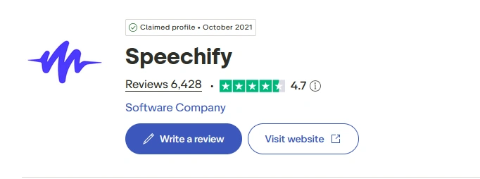 Speechify Trust Pilot Review